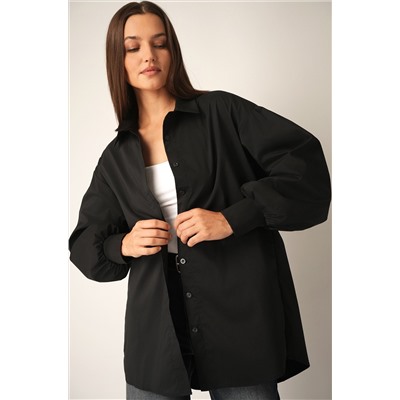 Женская удлиненная рубашка оверсайз с широкими рукавами Happyfox