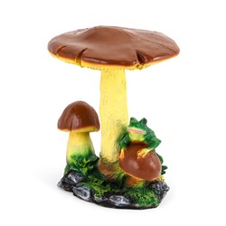 Садовая фигура из полистоуна «Гриб тройной с лягушкой», h=35 см