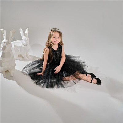 Платье детское с пайетками KAFTAN, размер 28 (86-92 см), чёрный