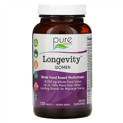Pure Essence, Longevity добавка для женщин, 120 таблеток