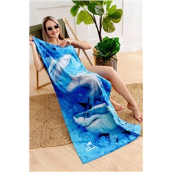 Полотенце пляжное махровое 70*140, 100 % хлопок, Акулы НАТАЛИ, 1033515