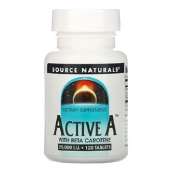 Source Naturals, Active A, 25 000 МЕ, 120 таблеток