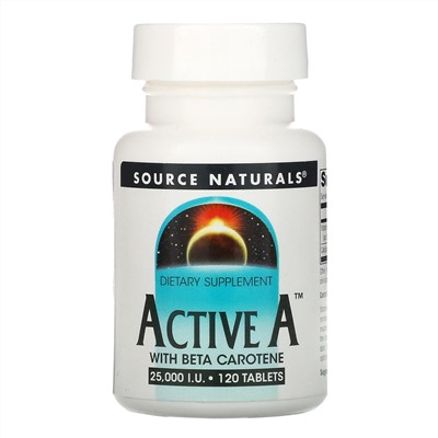 Source Naturals, Active A, 25 000 МЕ, 120 таблеток
