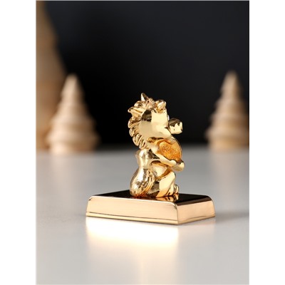 Фигурка «Лошадка с монеткой на подставке и с пожеланием: Богатства», 4×2.3×5 см