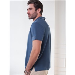 Футболка поло с плетеным воротником на пуговицах из эластичного хлопка