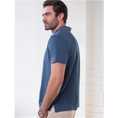 Футболка поло с плетеным воротником на пуговицах из эластичного хлопка