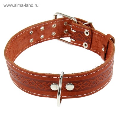 Ошейник кожаный однослойный, 73×4.5 см, ОШ 51-65 см, микс