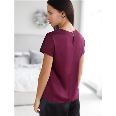 Блузка из сатина с коротким рукавом