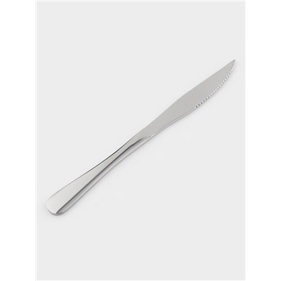 Ножи для стейка Доляна, длина 23 см, толщина рабочей части 2.2 мм, толщина ручки 5 мм, 410 сталь, набор 3 шт., нержавеющая сталь, серебристые