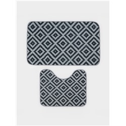 Коврики для ванной и туалета Доляна «Грета», 2 шт.: 50×80, 40×50 см, цвет чёрно-белый