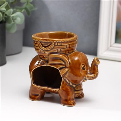 Аромалампа для эфирных масел «Слоненок», керамика, глянец, 9×9.5×6 см, МИКС