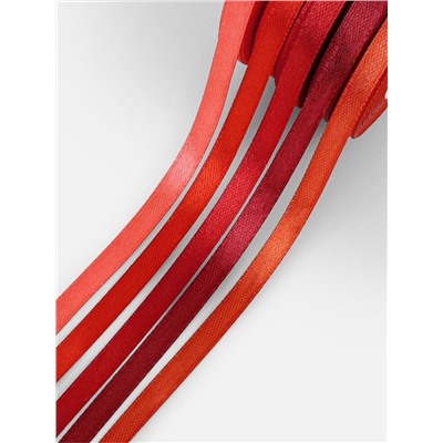Атласная лента, набор 5 шт., 6 мм, 23±1 м, красная, бордовая