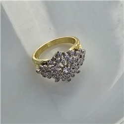 Комплект ювелирной бижутерии Итальянское золото (покрытие желтое 14к), серьги и кольцо, вставка: фианиты, р-р 20, 013, арт. 217.019-20