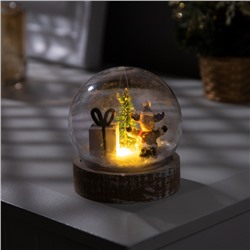 Светодиодная фигура «Шар с оленёнком» 8×8 см, дерево, пластик, батарейки AG13×3, свечение тёплое белое