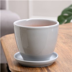 Горшок для цветов «Серый», 1 л, d=15 см, h=13 см, керамический, с поддоном