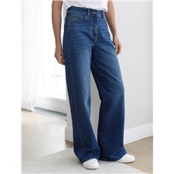 Джинсы прямые с декоративной стиркой из эластичного плотного денима