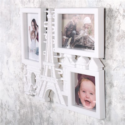 Фоторамка коллаж Париж 35х27 см / 120 /уп 48/ 3 фото белая ПРОМО АКЦИЯ