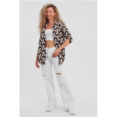 Рубашка 36961 (Черно-бежевый)