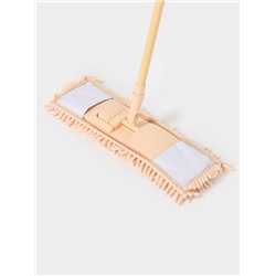 Швабра для мытья пола плоская Доляна, телескопическая ручка, насадка букля, 43×14×124 см