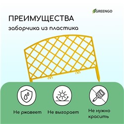 Ограждение декоративное, 35×220 см, 5 секций, пластик, жёлтое, ROMANIKA, Greengo