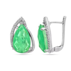 Серьги из серебра турмалин шартрез выращ., Руслана