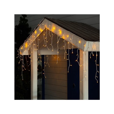 Гирлянда «Бахрома» 3×0.6 м, IP44, УМС, белая нить, 160 LED, свечение жёлтое, 220 В