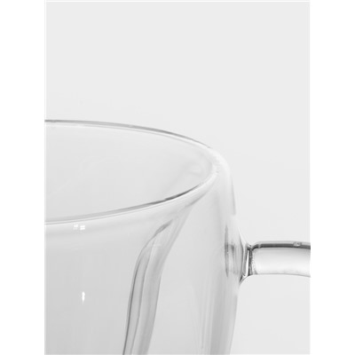 Кружка с двойными стенками Magistro «Сердце», 250 мл, стекло, прозрачная