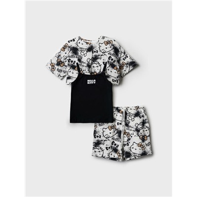 Комплект трикотажный для девочек: фуфайка (футболка), топ, шорты