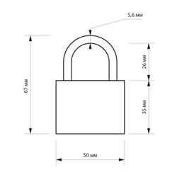 Замок навесной LOCKLAND, с влагозащитной дужкой, 50 мм