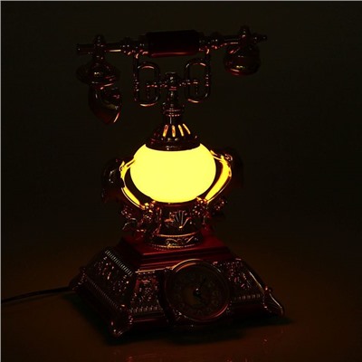 УЦЕНКА Часы - светильник «Ретро - телефон», красные вставки, 18×18×28.5 см