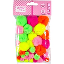 Набор помпонов для творчества "DIY" 50 шт, ассорти размеров и цветов