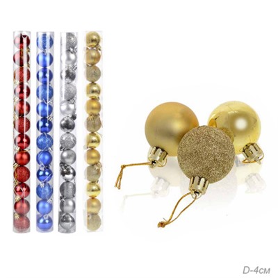 Елочные шары 12 штук 4 см / HX-12/1  /уп 192/ красный