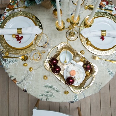 Скатерть новогодняя «Этель» Winter holidays d=150 см ±3 см с ГМВО, 100% хлопок, саржа 190 г/м²