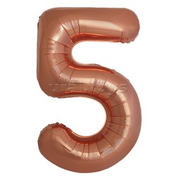 Шар (40''/102 см) Цифра, 5 Slim, Бронза, Металлик, 1 шт. в уп.