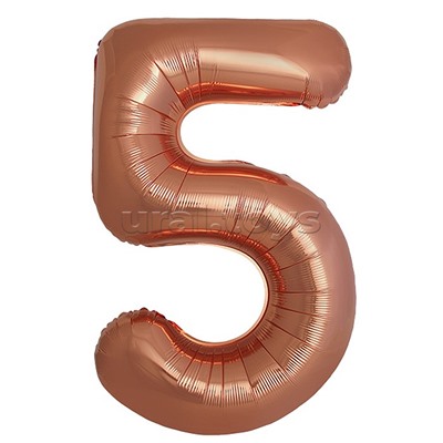 Шар (40''/102 см) Цифра, 5 Slim, Бронза, Металлик, 1 шт. в уп.