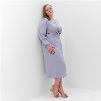Платье миди женское MIST plus-size, размер 56, серо-голубое