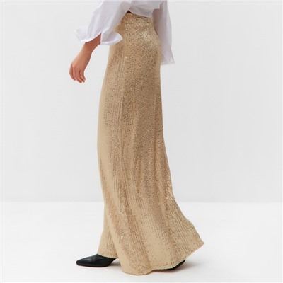 Юбка макси из пайеток женская MIST, размер 46, золотая