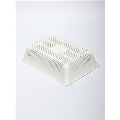 Туалет для кошек, 36×25×9 см, глубокий, с сеткой, пластик, белый, бежевый