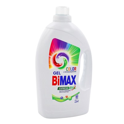 Жидкое средство для стирки BiMax Color, гель, для разноцветных тканей, 2.6 л