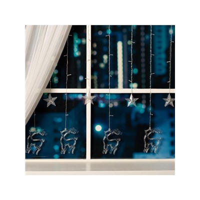 Гирлянда «Бахрома» 2.4×0.9 м с насадками «Олень», IP20, прозрачная нить, 138 LED, свечение мульти, 8 режимов, 220 В