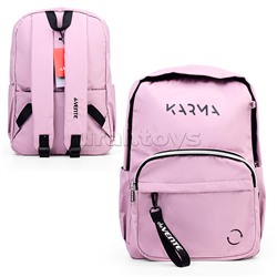 Рюкзак "Karma" подростковый 42x31x20 см (18 л) 500 г, нейлоновый, подклад, 1 отделение, 1 передний карман на молнии, 2 боковых кармана, 1 потайной карман анти-вор в спинке, уплотненная спинка и лямки, бегунок из репсовой ленты с печатью на переднем карман