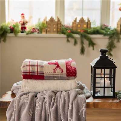 Плед светящийся в темноте «Этель. Олени», 150×200 см, корал-флис 220 г/м²