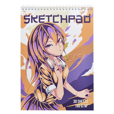 Скетчпад. Альбом для рисования 30л. "Аниме девушка Sev"
