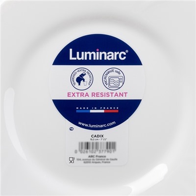 Десертная тарелка Luminarc CADIX, 19.5 см, стеклокерамика, белая