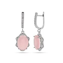 Серьги из серебра розовый кварц, МЦВ001