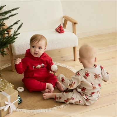 Костюм детский (толстовка и штанишки) «Крошка Я. Новогодние медвежата», рост 74-80 см