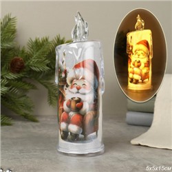 Свеча светодиодная 15х5 см Дед Мороз / DM-15 /уп 12/192/ новогодняя