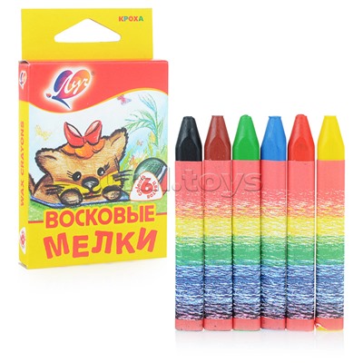 Мелки восковые 6 цв на масляной основе "Кроха" (треугольные)