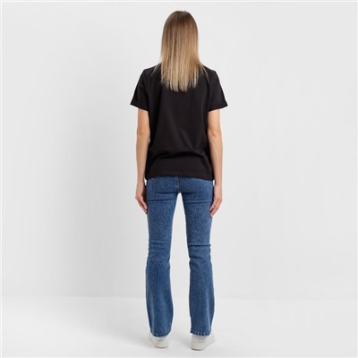 Футболка женская, цвет чёрный, размер 44-46 (L)