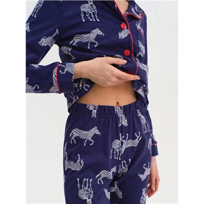 Пижама женская (рубашка и брюки) KAFTAN Zebra размер 40-42, цвет синий
